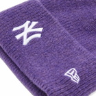 New Era New York Yankees Wide Cuff Beanie Hat in Purple 