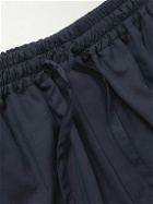 UMIT BENAN B - Straight-Leg Silk Drawstring Trousers - Blue
