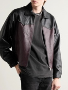 Enfants Riches Déprimés - Signature Studded Two-Tone Leather Western Jacket - Black