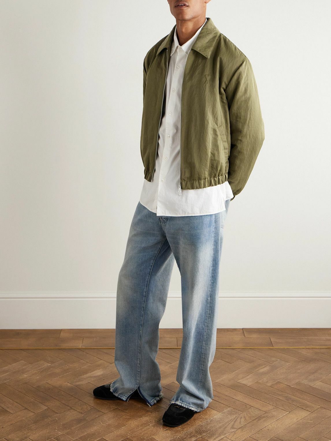 AMI PARIS - Serge Shell Nylon Bomber Jacket - Green AMI