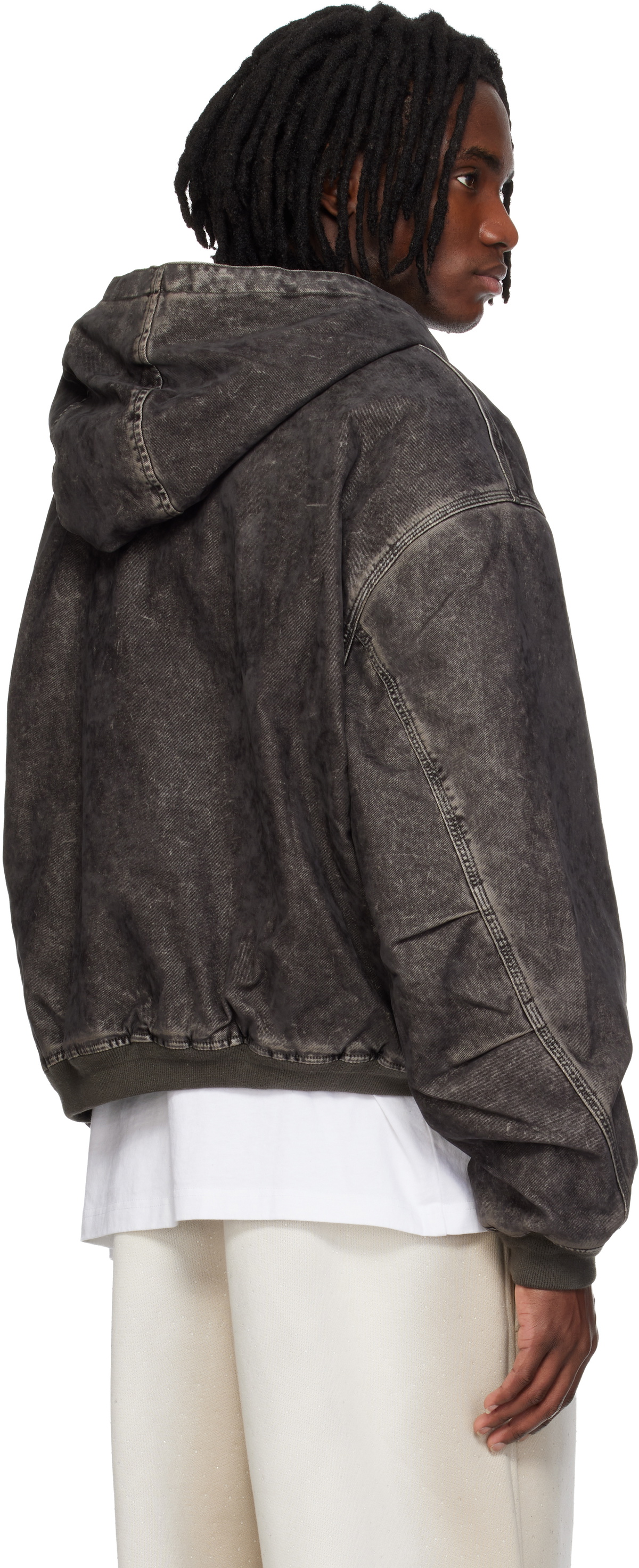 Alexander Wang Black Flocked Oversized Carpenter Jacket