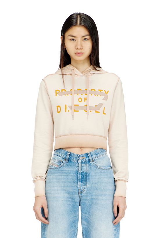 Photo: Diesel Hoodie with print and D appliqué - Sweaters Womens in Beige