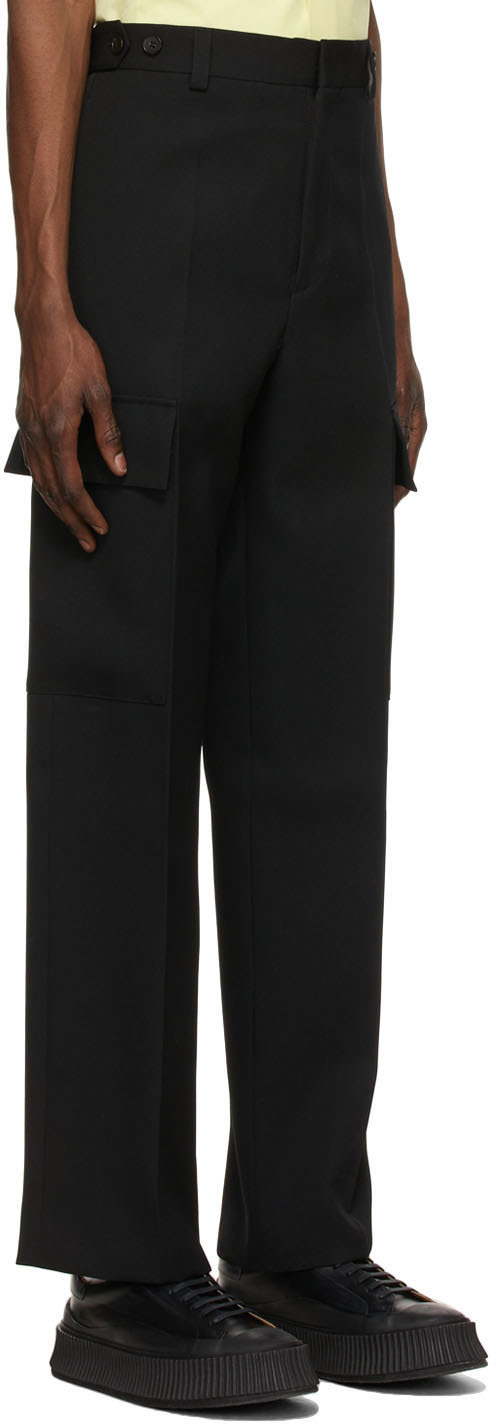 Jil Sander Black Wool Gabardine Cargo Trousers Jil Sander