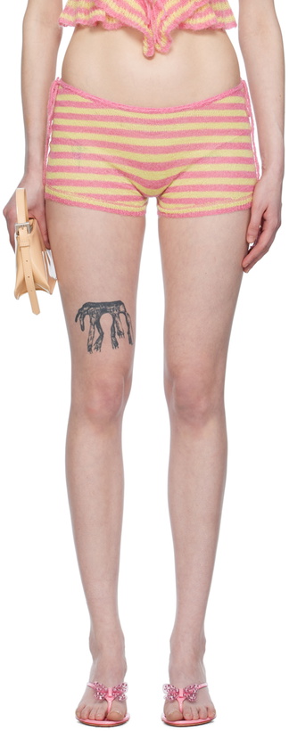 Photo: GUIZIO Pink & Yellow Drawstring Shorts