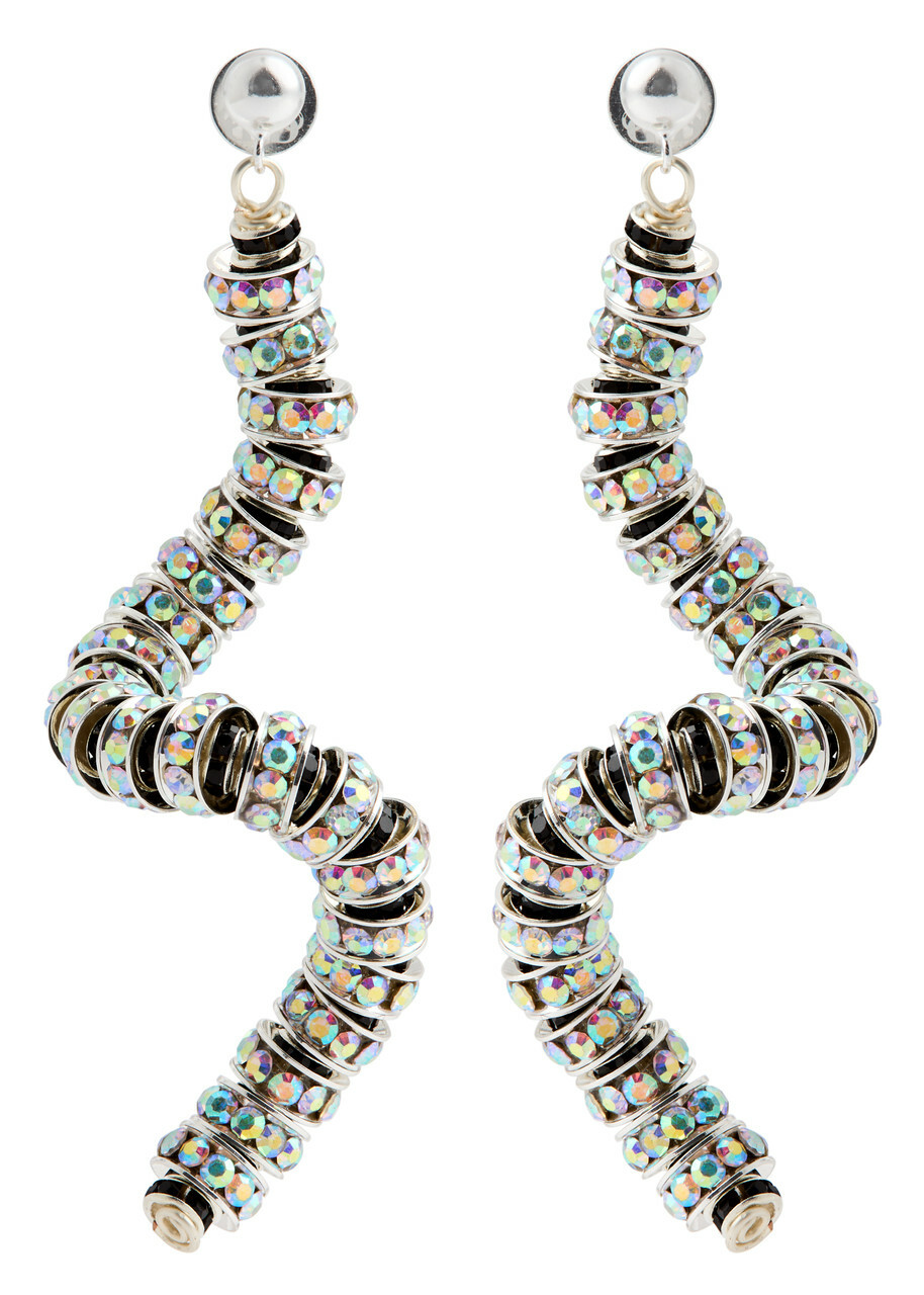 Pearl Octopuss.y Viper Crystal-embellished Silver-plated Drop Earrings - Black And Silver - One Size