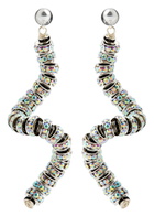 Pearl Octopuss.y Viper Crystal-embellished Silver-plated Drop Earrings - Black And Silver - One Size