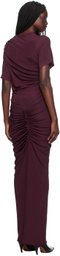 Atlein Purple Asymmetric Ruched Maxi Dress