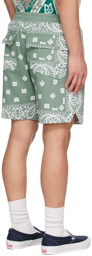 Rhude Green Bandana Shorts