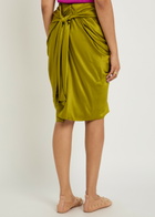 Chloe Draped Silk Knee-length Skirt Olive