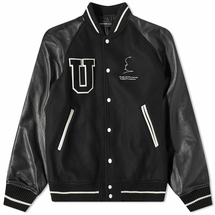 Photo: Undercover Men's Leather Varsity Jacket in Black