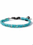 Peyote Bird - Two Oceans Silver, Turquoise and Leather Beaded Bracelet