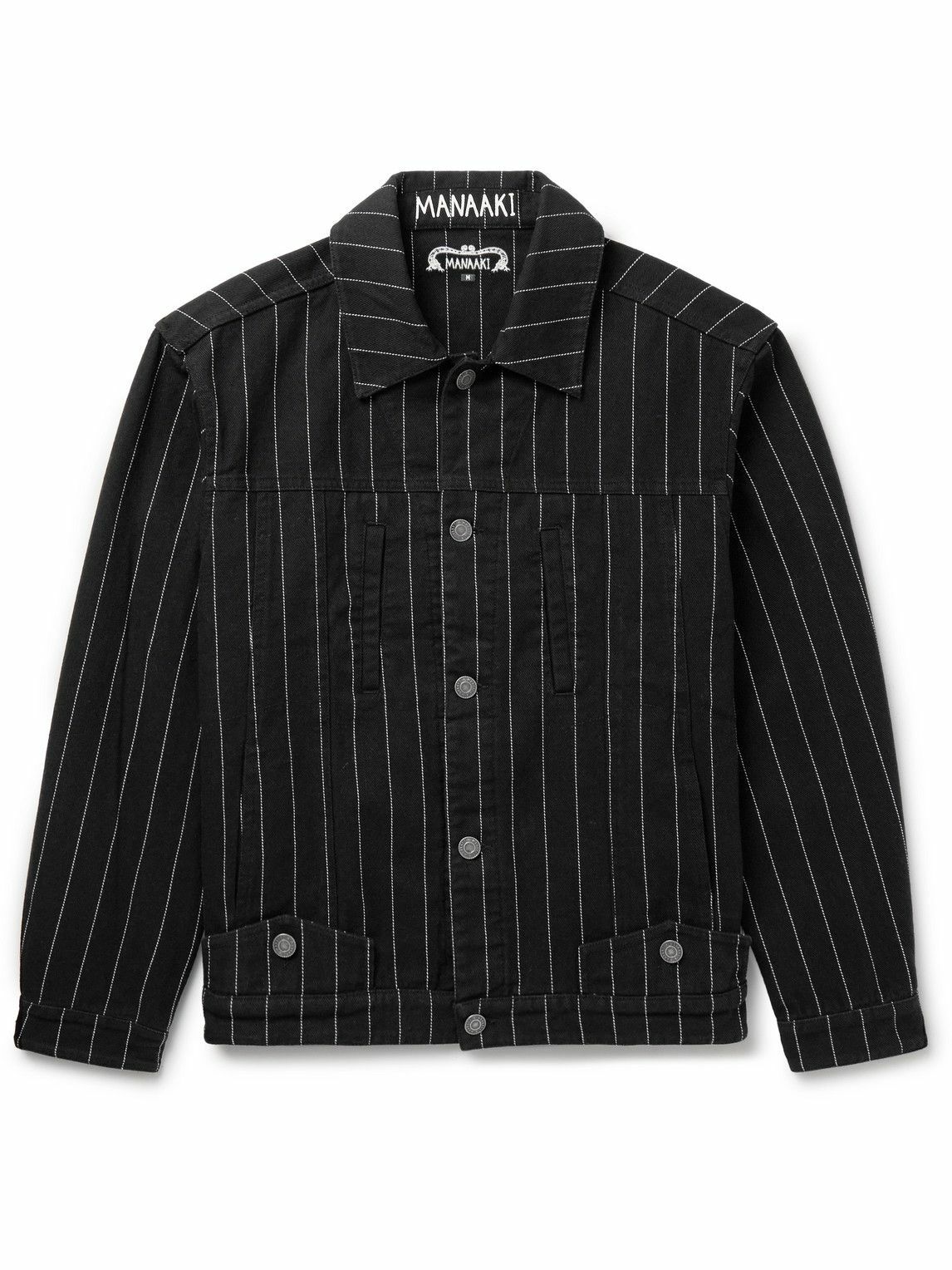 MANAAKI - Hemi Pinstriped Denim Trucker Jacket - Black MANAAKI