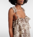 The Attico Leopard-print ruffled cotton minidress