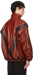 doublet Red & Black Leather Track Jacket
