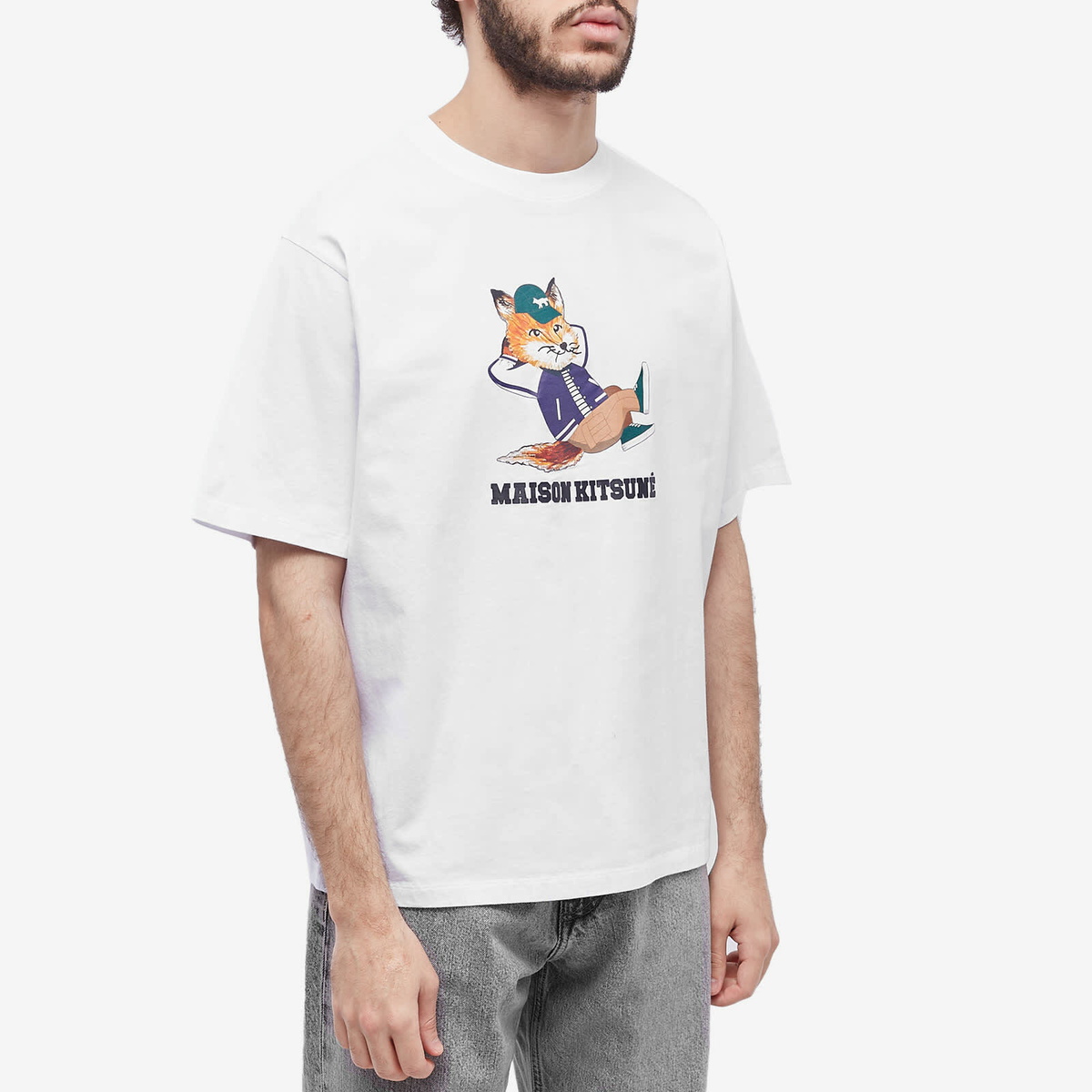 Maison Kitsuné Men's Dressed Fox Easy T-Shirt in White Maison Kitsune