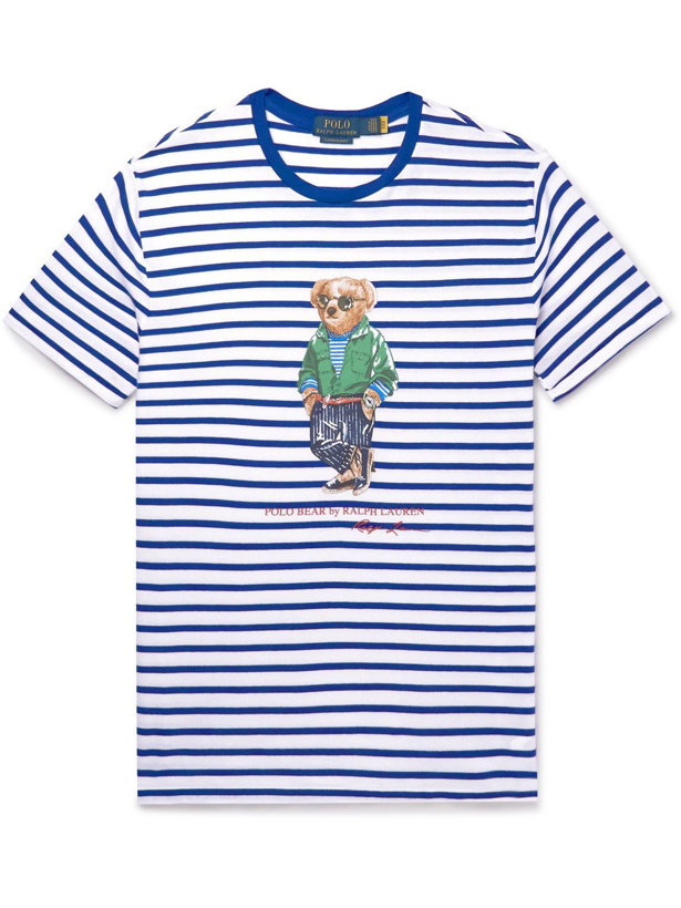 Photo: Polo Ralph Lauren - Printed Striped Cotton-Jersey T-Shirt - Blue