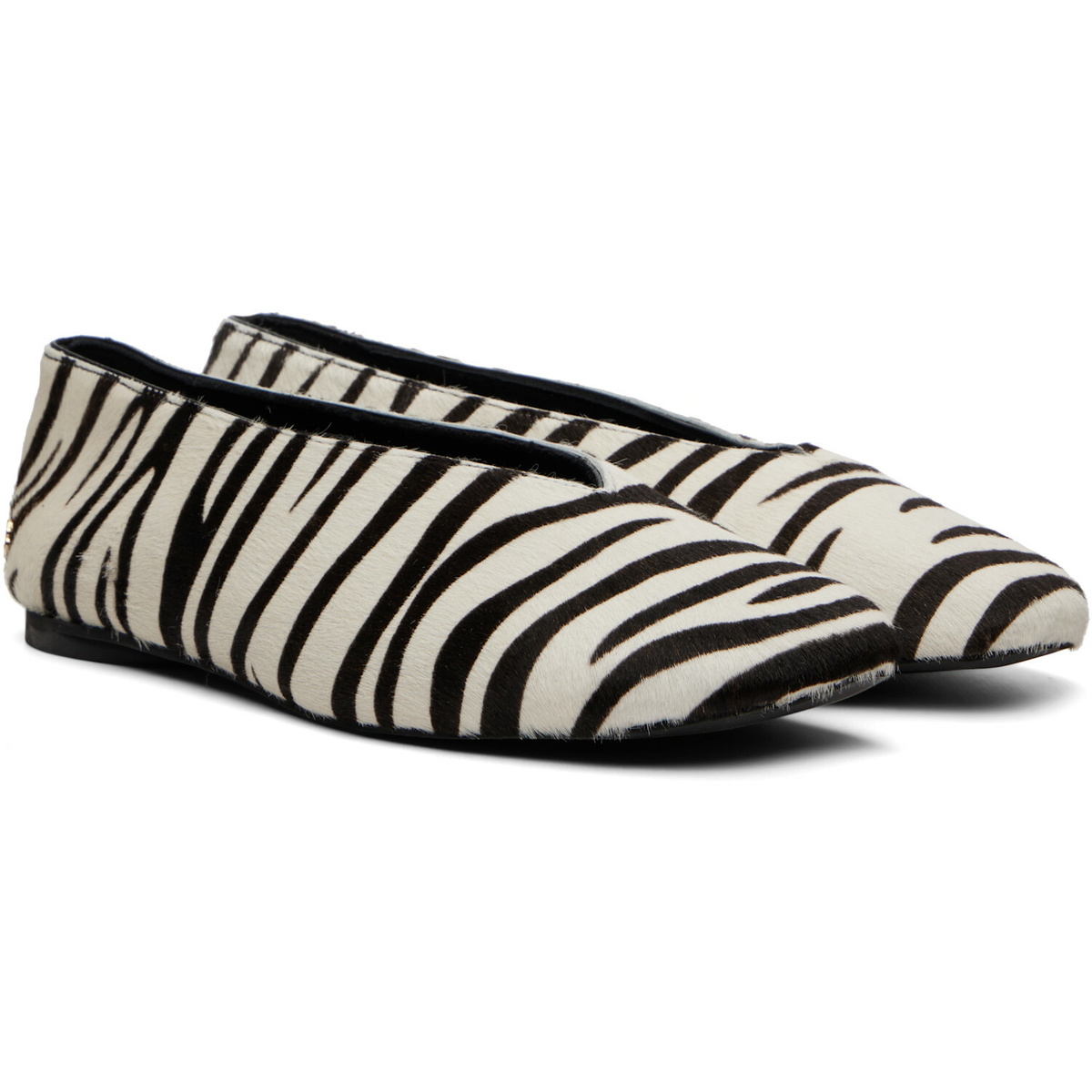 ANINE BING White & Black Ana Calf Hair Ballerina Flats