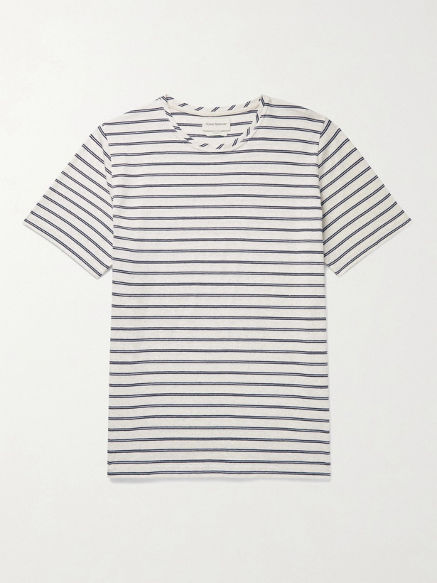 Photo: OLIVER SPENCER - Conduit Striped Organic Cotton-Jersey T-Shirt - White