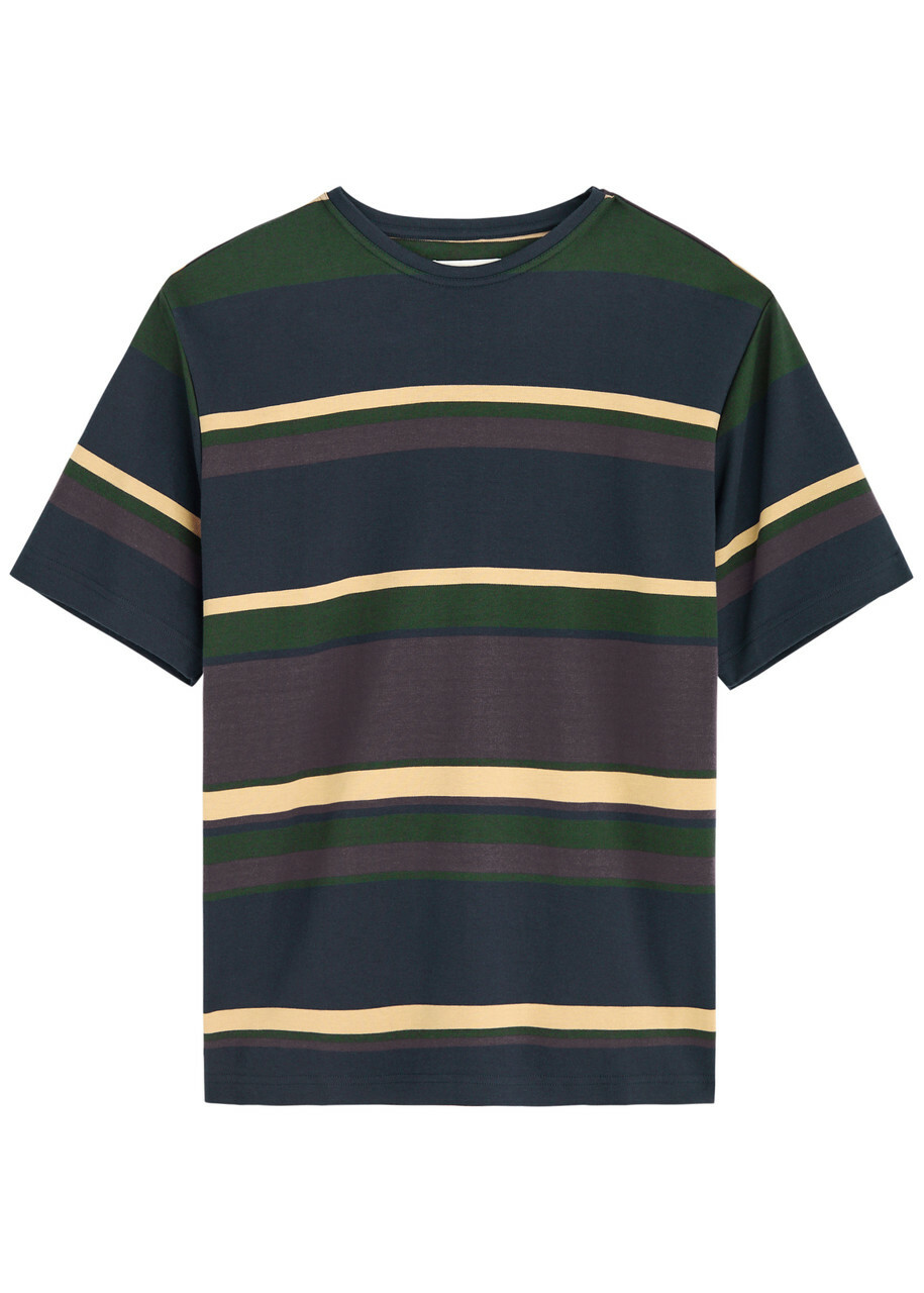 Oliver Spencer Striped-print Cotton T-shirt Purple