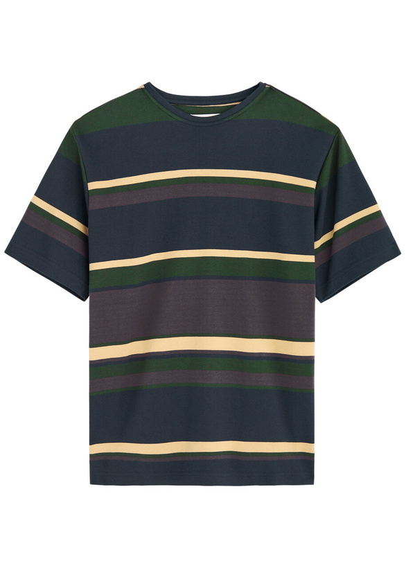 Photo: Oliver Spencer Striped-print Cotton T-shirt Purple