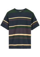 Oliver Spencer Striped-print Cotton T-shirt Purple