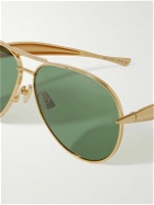 Bottega Veneta - Sardine Aviator-Style Gold-Tone Sunglasses