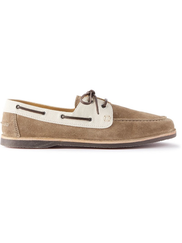 Photo: Brunello Cucinelli - Canvas-Trimmed Suede Boat Shoes - Brown