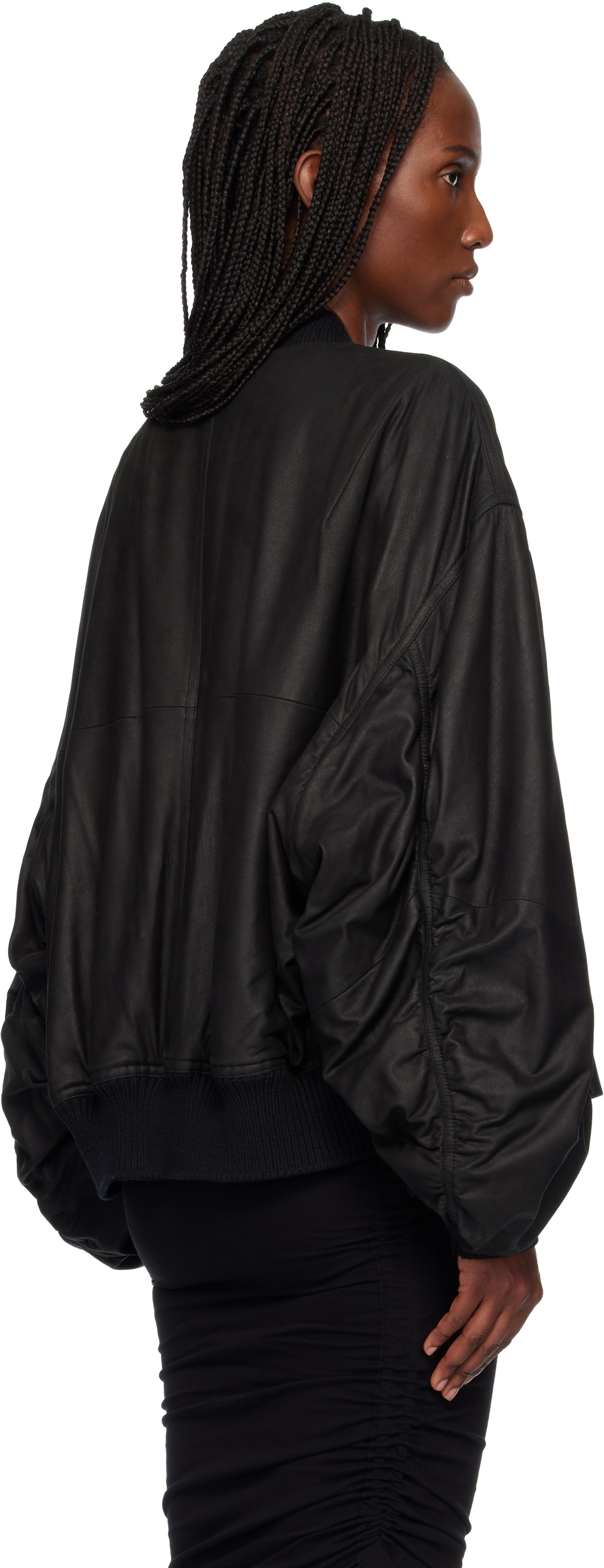 Rick Owens Black Temple Secchia Flight Leather Jacket