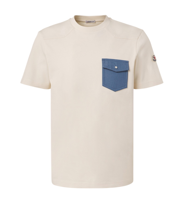 Photo: Moncler Denim-trimmed cotton jersey T-shirt