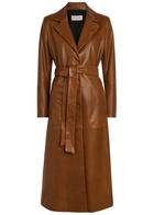 Nour Hammour Scarlett Belted Leather Trench Coat Brown