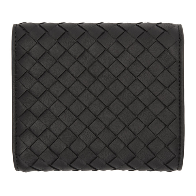 Bottega Veneta Black Small Intrecciato Trifold Wallet