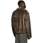 We11done Brown Faux-Fur Zip-Up Jacket