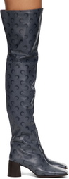Marine Serre Gray Moon Airbrushed Leather Ms Block High Boots