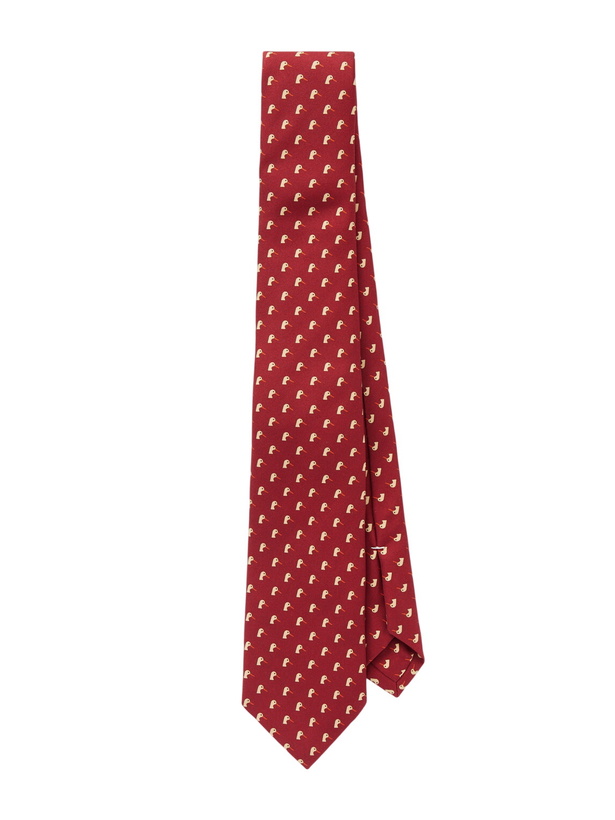 Photo: Purdey - 8cm Dapper Duck Printed Silk Tie - Red