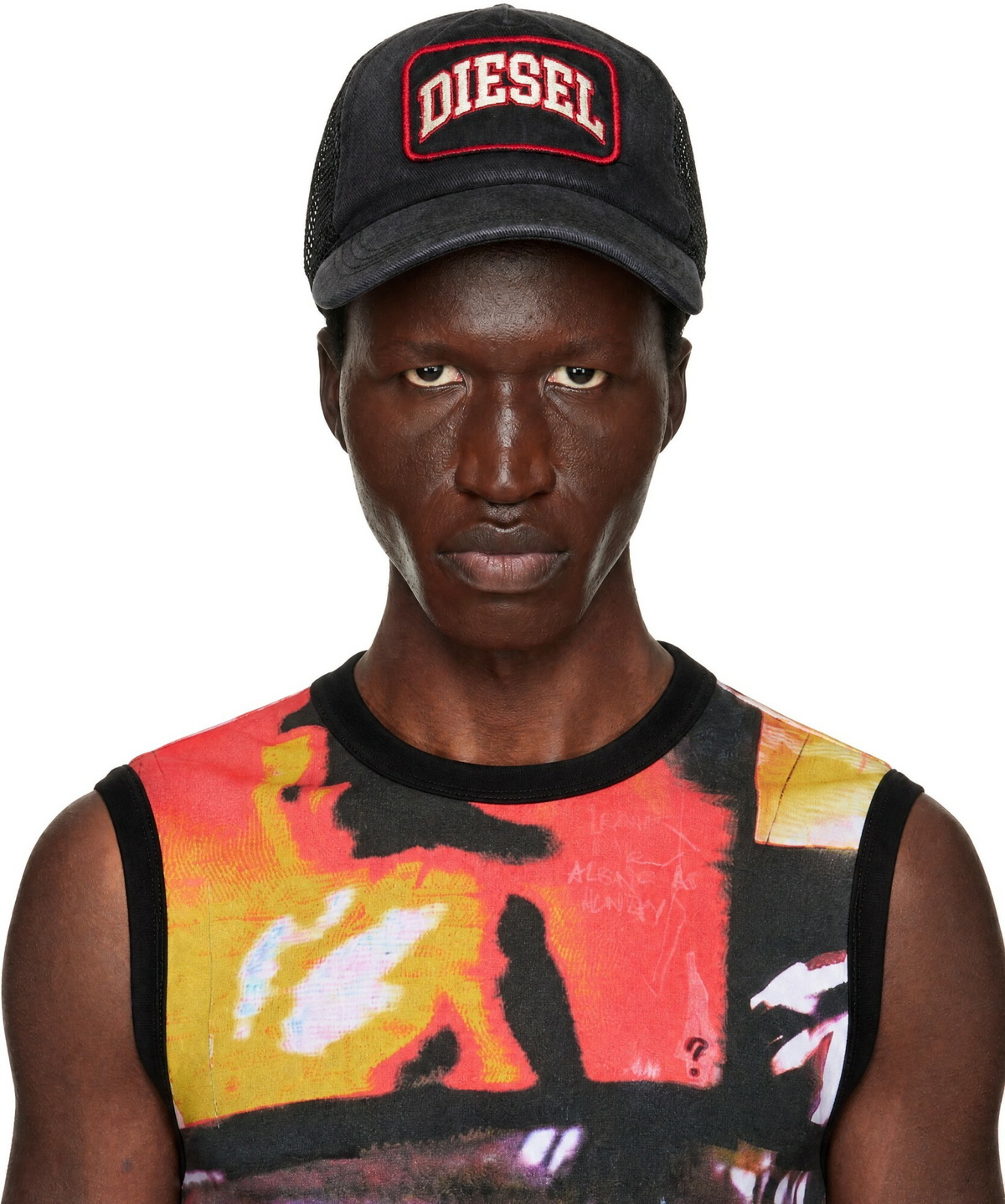 Diesel Black Logo Patch Baseball Cap