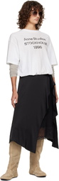 Acne Studios Black Layered Satin Midi Skirt