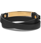 Bottega Veneta - Gold-plated and Leather Wrap Bracelet - Black