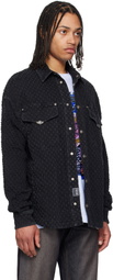 Versace Jeans Couture Black Bouclé Denim Jacket