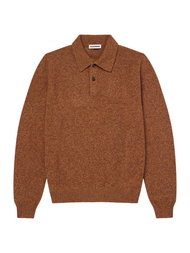 Photo: Jil Sander - Mélange Wool and Cashmere-Blend Polo Shirt - Brown