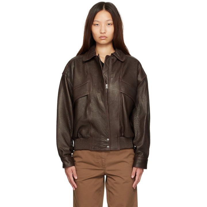Photo: Nothing Written Brown Lambskin Bomber Jacket