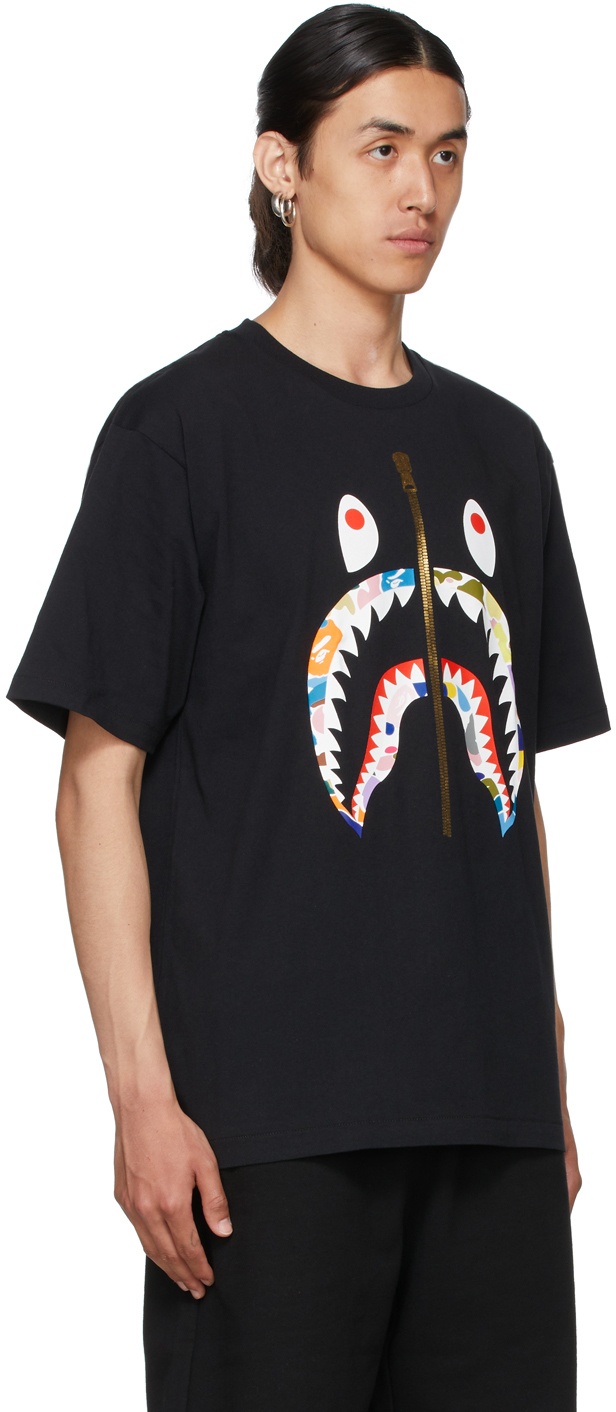 BAPE Black Multi Camo Shark T-Shirt A Bathing Ape