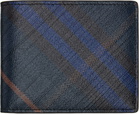 Burberry Navy Check Bifold Wallet