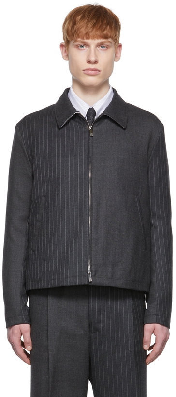 Photo: Thom Browne SSENSE Exclusive Grey Wool Jacket