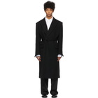 System Black Wool Wrap Tie Coat