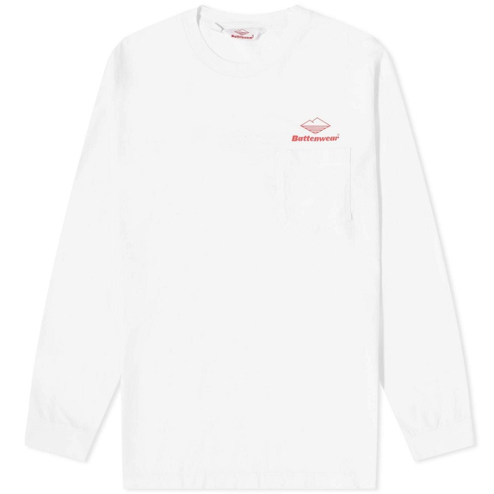 Photo: Battenwear Men's Long Sleeve Team Pocket T-Shirt in White