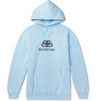 Balenciaga - Oversized Logo-Print Loopback Cotton-Jersey Hoodie - Blue