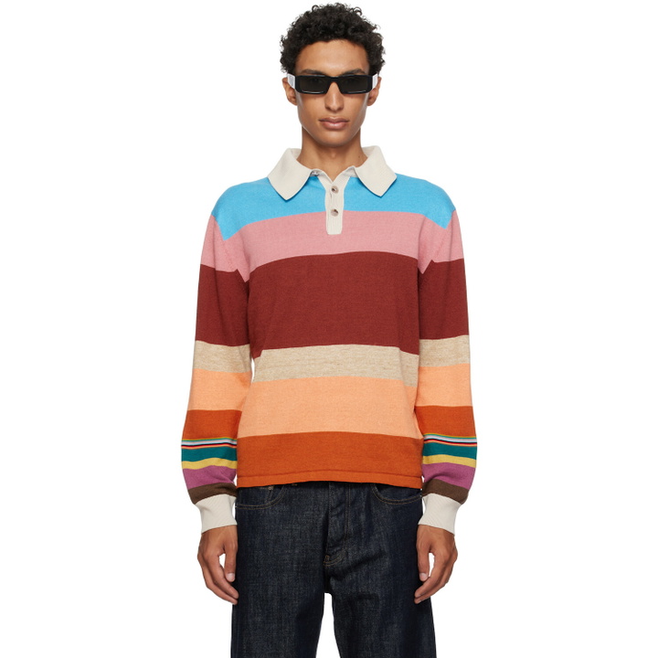 Photo: Paul Smith Multicolor Cotton-Linen Bold Stripe Rugby Polo