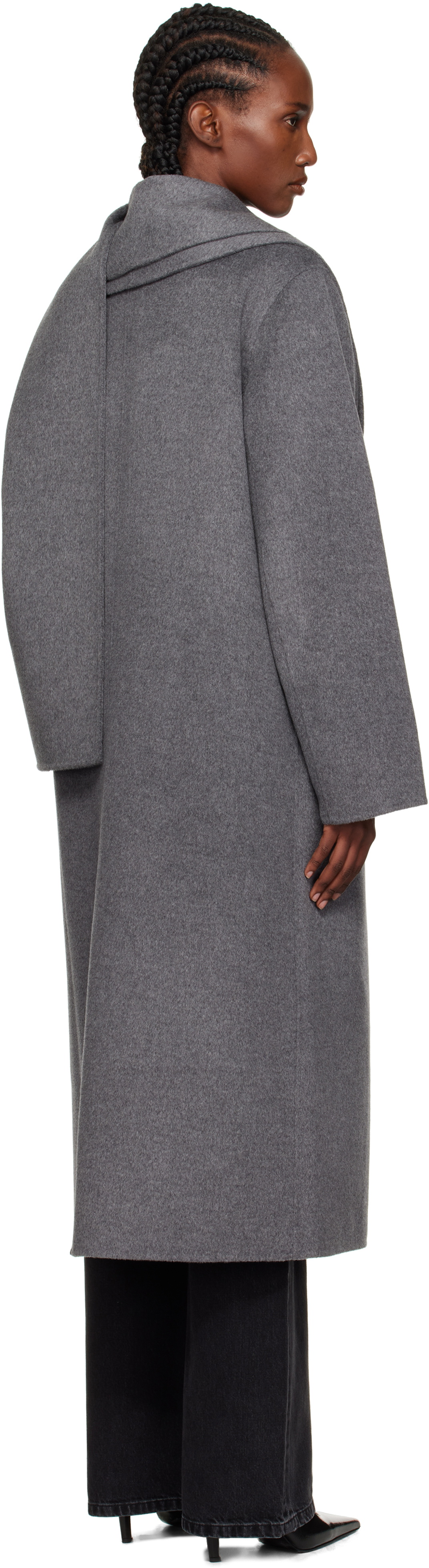 Róhe Gray Signature Double-Faced Scarf Coat