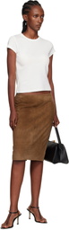 St. Agni Tan Pencil Suede Midi Skirt