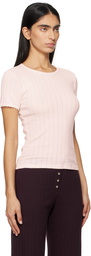 LESET Pink Pointelle Slim Fit T-shirt